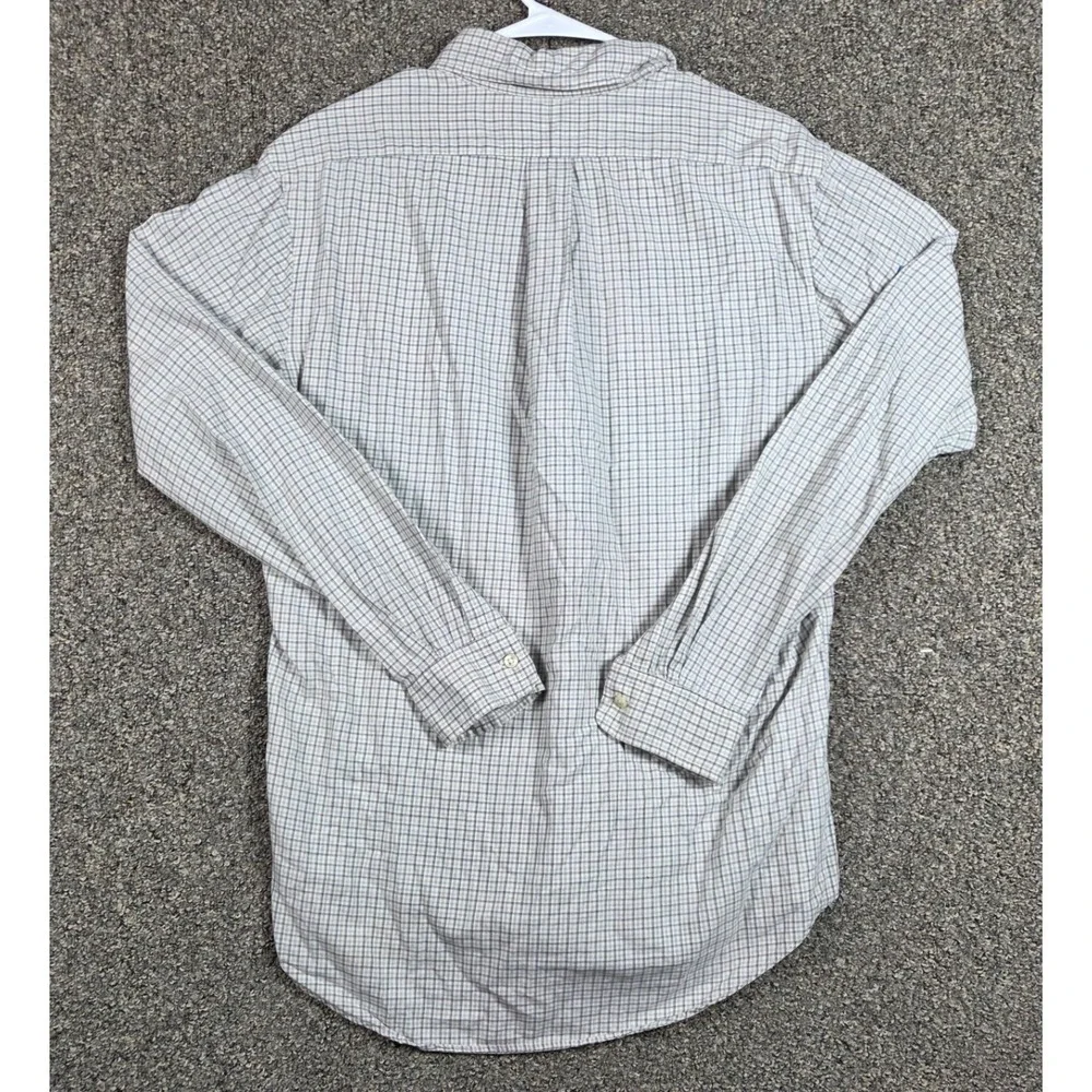Polo Ralph Lauren Button Down Shirt Mens M Grey Check Custom Fit Cotton 0383‎